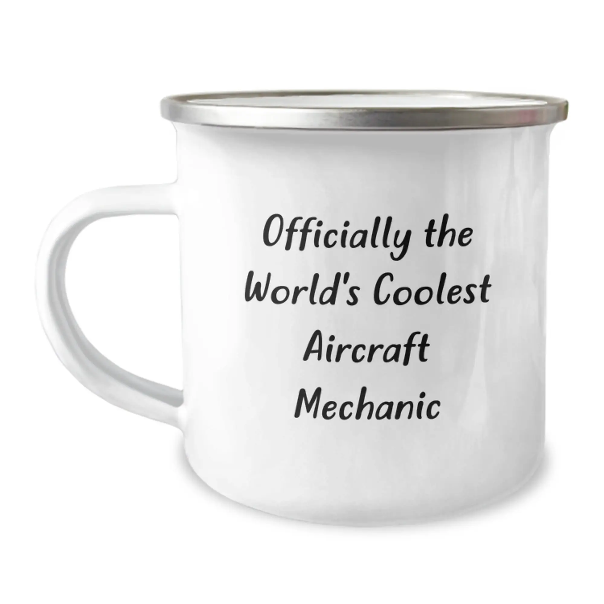 Aircraft Mechanic Gifts from Friends - 'Officially The World's Coolest', Funny Quote, Camping Mug for Men, 12 oz Stainless Steel Enamel Finish, Unique Graduation Unique Gifts - Image 1