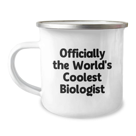 Gifts from Friends to Biologists, Officially The World's Coolest Biologist, Funny Camping Mug for Christmas - Image 1