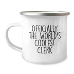 Funny Clerk Gifts from Friends for Men - Officially The World's Coolest Clerk Christmas Camping Mug