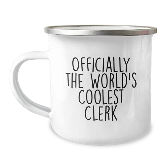Funny Clerk Gifts from Friends for Men - Officially The World's Coolest Clerk Christmas Camping Mug - Image 1