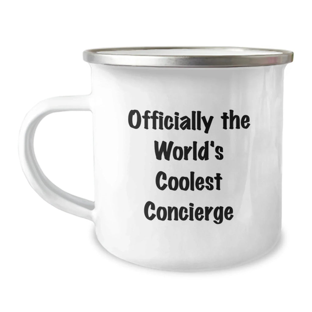 Concierge Gifts from Men to Friends - Camping Mug - 'Officially The World's Coolest Concierge' Funny Quote, Perfect Christmas Unique Gifts