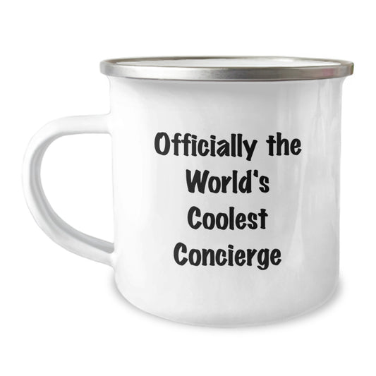 Concierge Gifts from Men to Friends - Camping Mug - 'Officially The World's Coolest Concierge' Funny Quote, Perfect Christmas Unique Gifts - Image 1