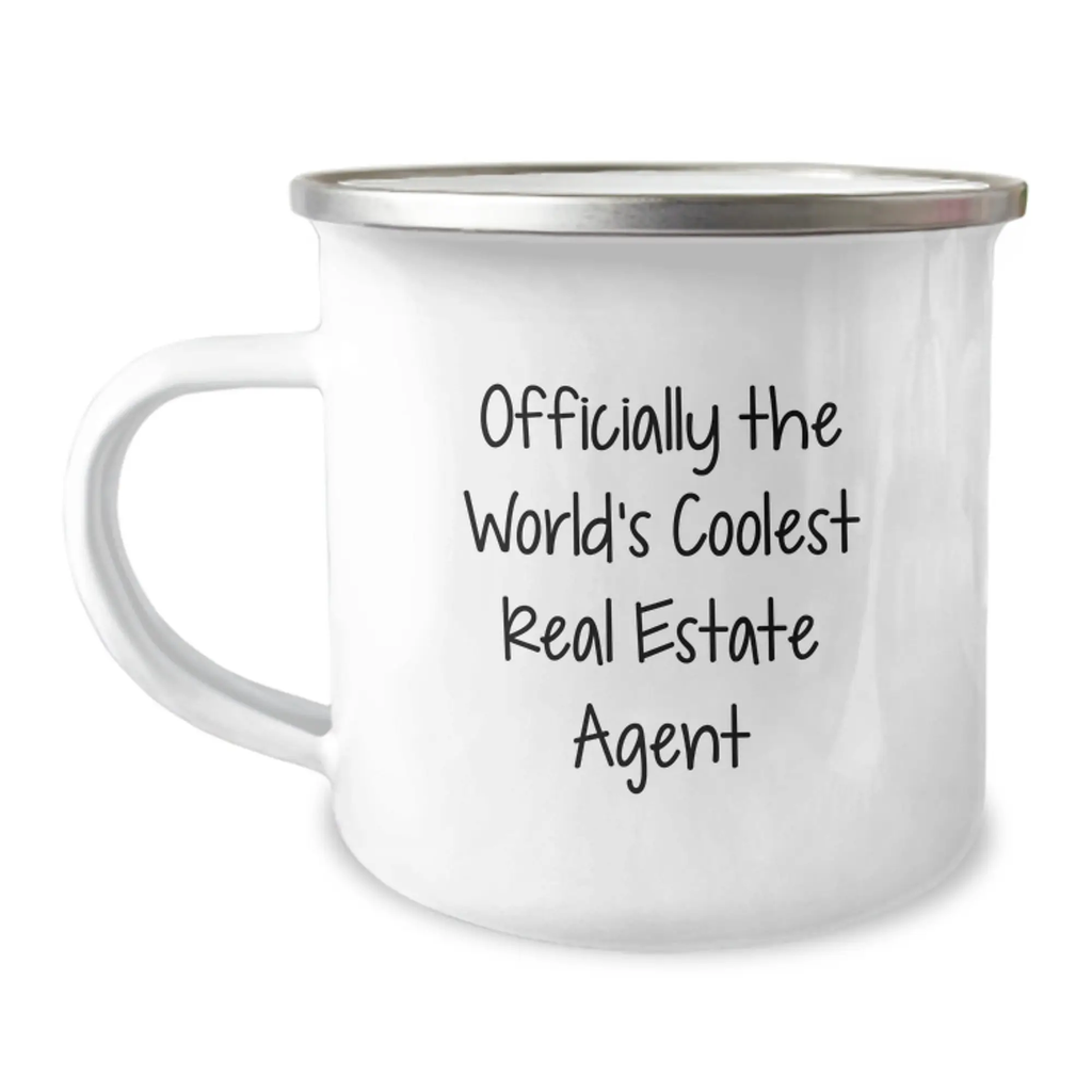 Funny Real Estate Agent Gifts for Men - Officially The World's Coolest Real Estate Agent Camping Mug, Perfect Graduation Unique Gifts from Friends - Image 1