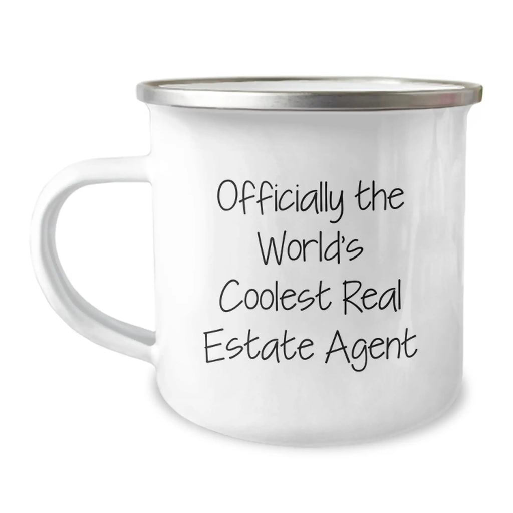Funny Real Estate Agent Gifts for Graduation Unique Camping Mugs from Friends, 'Officially The World's Coolest Real Estate Agent' Quote Inside - Image 1
