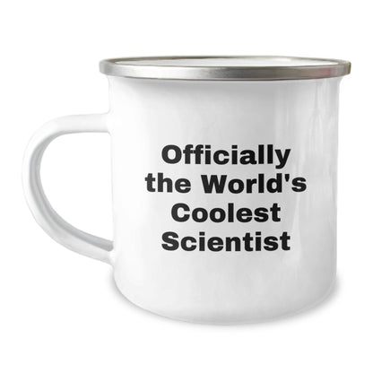 Funny Scientist Gifts, 'Officially The World's Coolest Scientist' Camping Mug for Men or Women, Graduation Unique Gifts from Friends, Coworkers, Family - Image 1