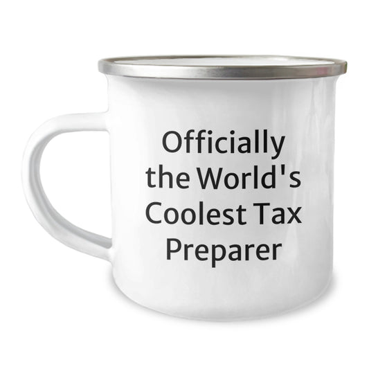 Funny Tax Preparer Gifts from Family for Men Unique Camping Mugs Officially The World's Coolest Tax Preparer - Image 1