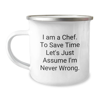 Funny Chef Gifts for Him - 'I'm Never Wrong' Camping Mug, Unique Christmas Unique Gifts from Friends to Family - Image 1