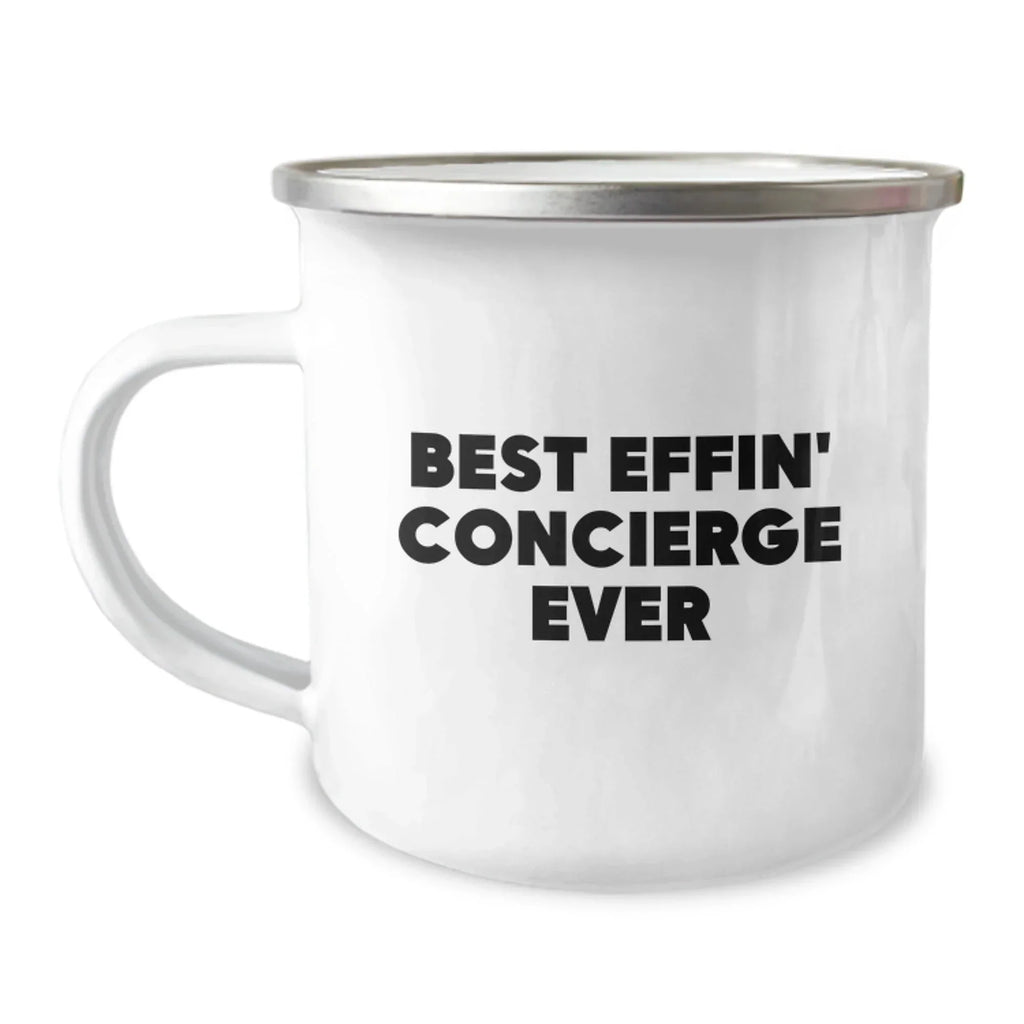 Funny Concierge Gift Ideas for Men, Christmas Unique Gifts, Camping Mug for Concierge, 'Best Effin' Concierge Ever' Quote
