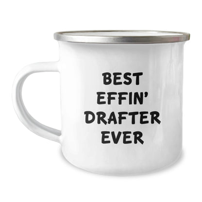 Funny Drafter Gifts for Men - Best Effin' Drafter Ever Camping Mug, Stainless Steel with Enamel Finish, Ideal Gift for Christmas Unique Presents - Image 1