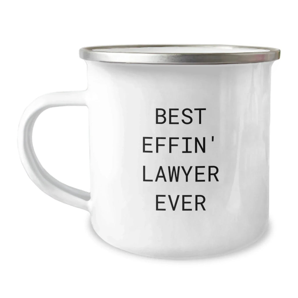 Funny Lawyer Gifts for Men, Best Effin' Lawyer Ever Camping Mug, Graduation Unique Gifts from Friends to Lawyer, 12 oz Stainless Steel with Enamel Finish