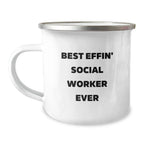 Funny Social Worker Gifts for Men, Women, or Friends - Best Effin' Social Worker Ever Camping Mug for Christmas Unique Gifts from Family