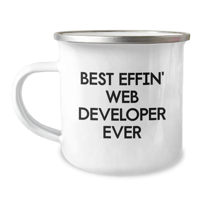 Funny Web Developer Gifts - Best Effin' Web Developer Ever Camping Mug for Men, Unique Christmas Unique Gifts for Web Developer Friends, Coworkers, Family - Image 1