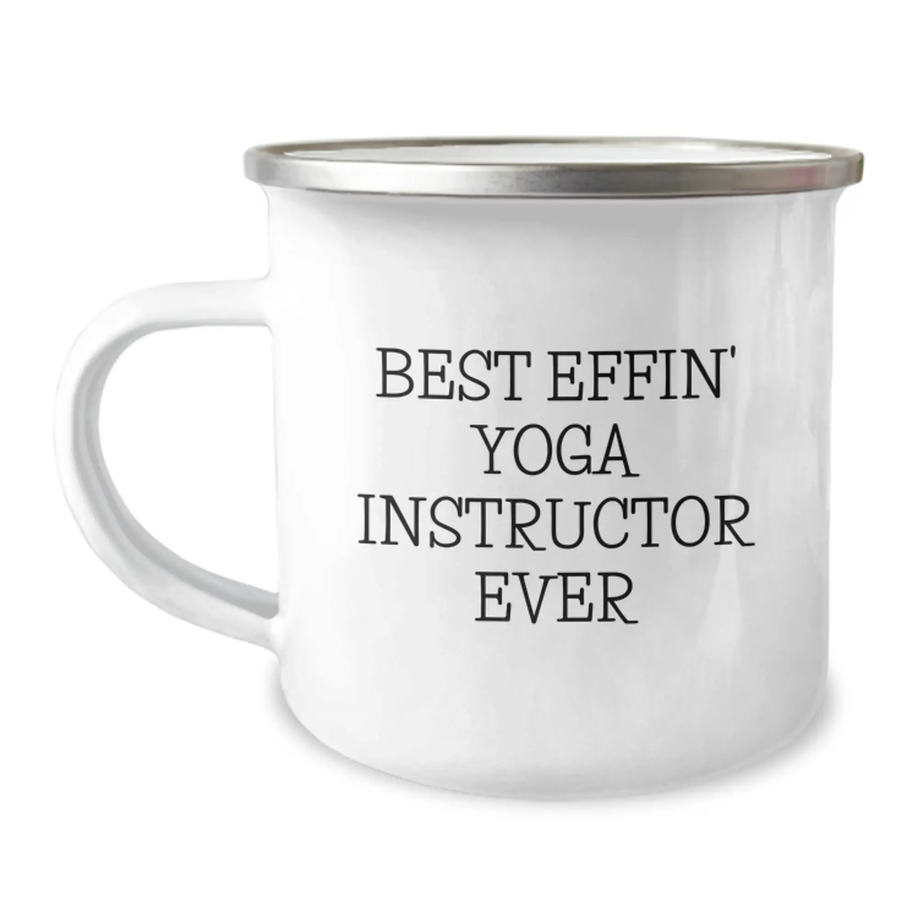Funny Yoga Instructor Gifts from Friends for Men and Women, Best Effin' Yoga Instructor Ever Camping Mug for Graduation Unique Gifts - Image 1