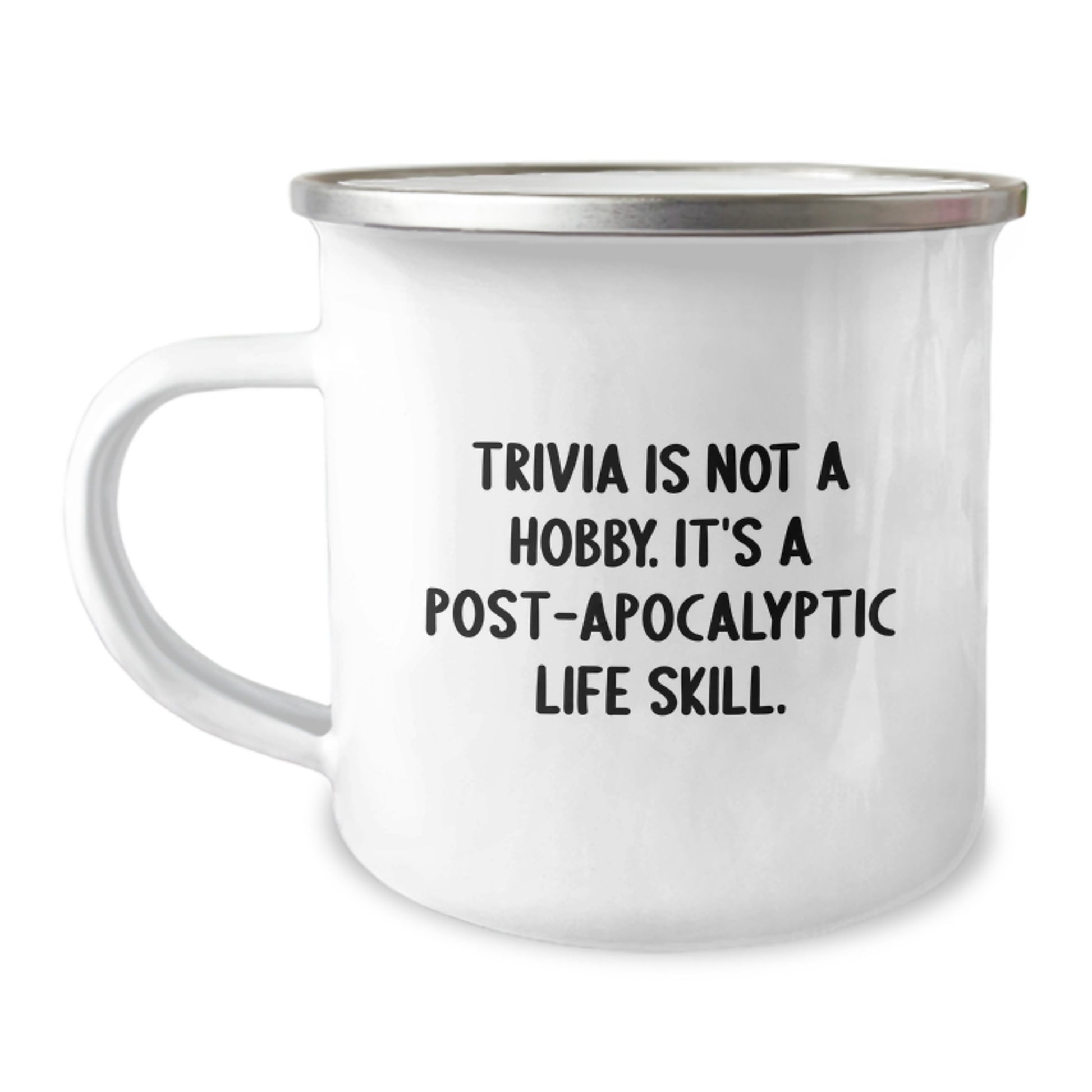 Trivia Camping Mug, Funny Post-apocalyptic Life Skill Gift for Men, Women from Friends and Family, Unique Christmas Unique Gifts - Image 1
