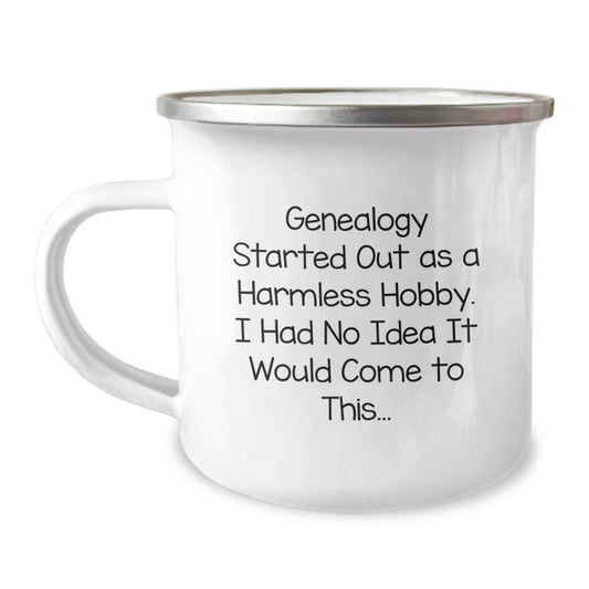 Gifts from Family for Genealogy Lovers, Funny Genealogy Started Out As A Harmless Hobby Camping Mug for Christmas Unique Gifts - Image 1