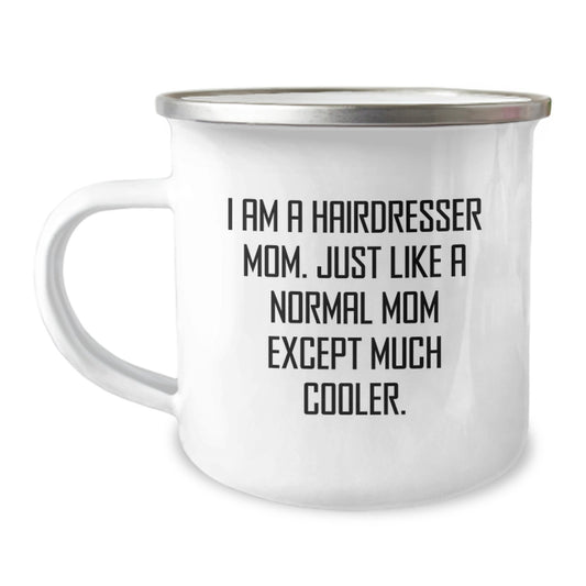 Funny Hairdresser Gifts from Mom to Hairdresser Friends and Family - Cute Christmas Unique Camping Mug - Image 1