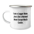 Funny Logger Camping Mug Gifts from Friends, Christmas Unique Logger Mom, I Am A Logger Mom Except Much Cooler, Stainless Steel Enamel Finish