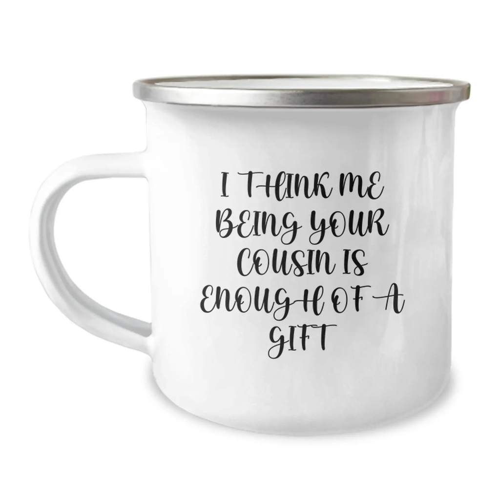 Cousin Keepsake Camping Mug Birthday Gift for Him with Enamel Finish - Image 1