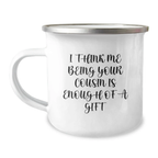 Cousin Keepsake Camping Mug Birthday Gift for Him with Enamel Finish - Image 1