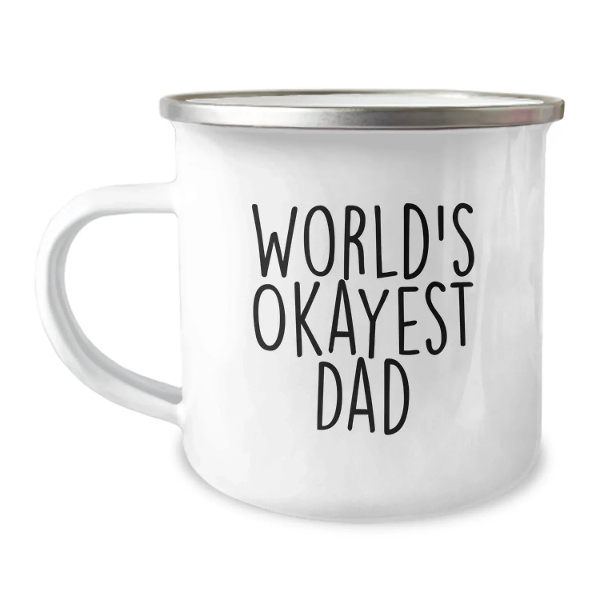 Funny Dad Gifts Christmas Unique Mugs for Men from Family with 'World's Okayest Dad' Quote, Perfect Camping Mug for Dad Enthusiasts