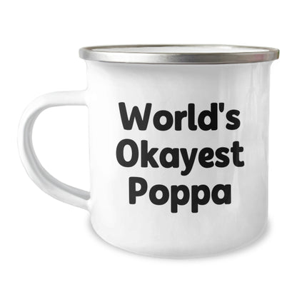 Funny Poppa Gifts, Unique Camping Mug for Poppa, World's Okayest Poppa Dad Christmas Unique Gift for Him, Gifts from Family to Poppa, Great for Camping Enthusiasts - Image 1