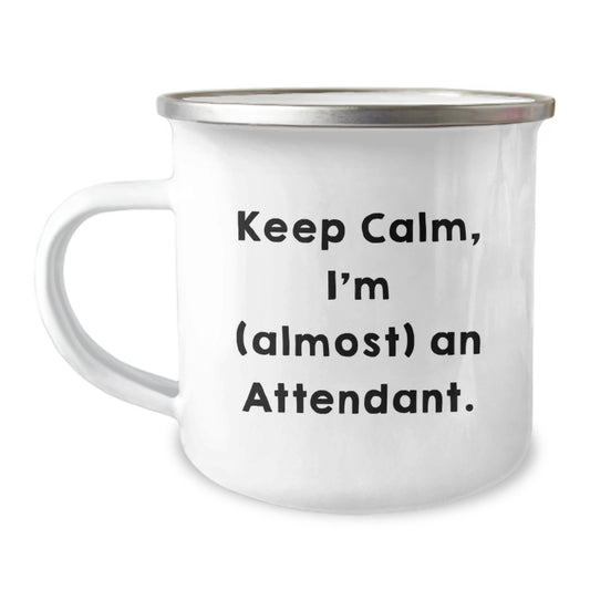 Funny Attendant Gifts from Friends, Gifts for Attendant Men, Keep Calm and Camping Mug, Birthday Unique Gifts - Image 1