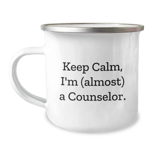 Funny Counselor Gifts for Men - Keep Calm I'm (almost) A Counselor Christmas Unique Camping Mug from Friends - Image 1