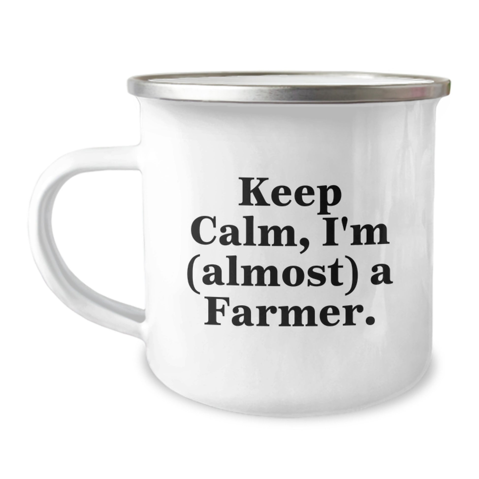 Funny Farmer Gifts from Friends to Men, Camping Mug, Keep Calm I'm (almost) A Farmer, Christmas Unique Gifts for Farmer - Image 1