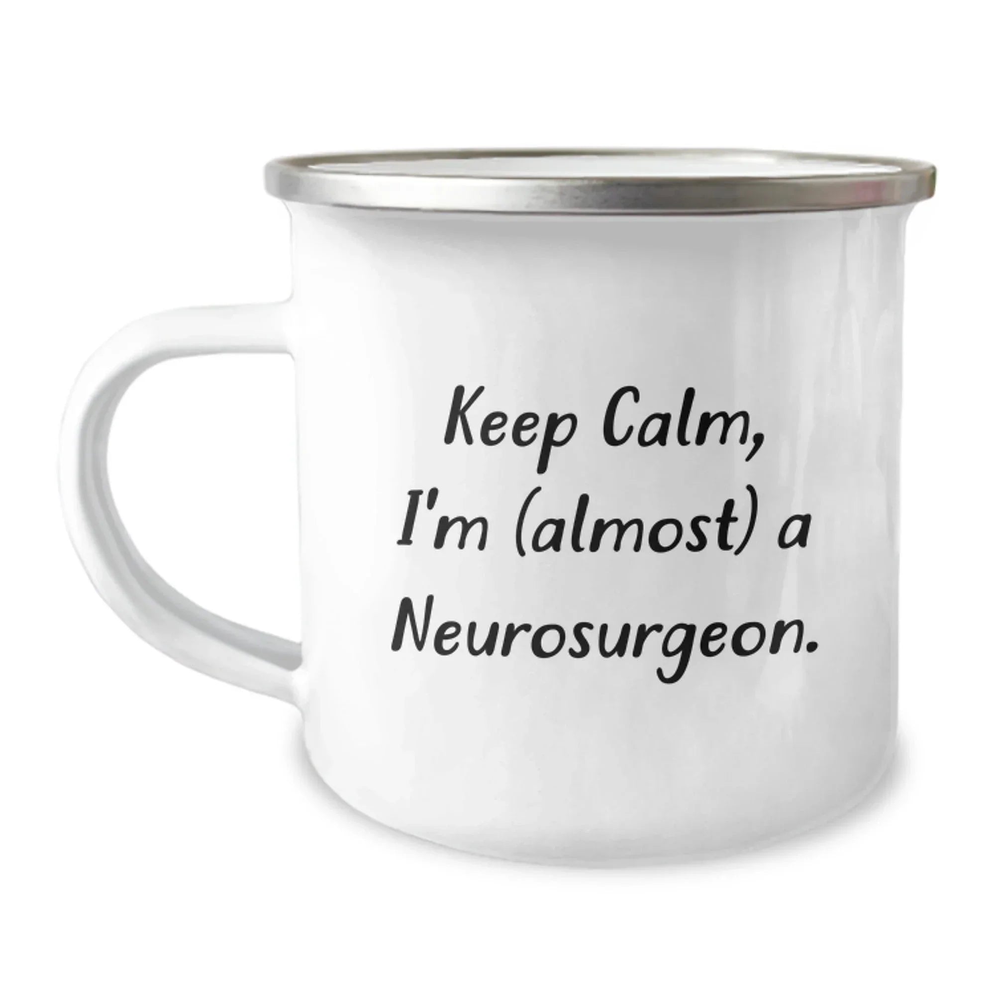 Funny Neurosurgeon Gifts for Him, Christmas Unique Mugs for Men, Keep Calm I'm Almost A Neurosurgeon Camping Mug