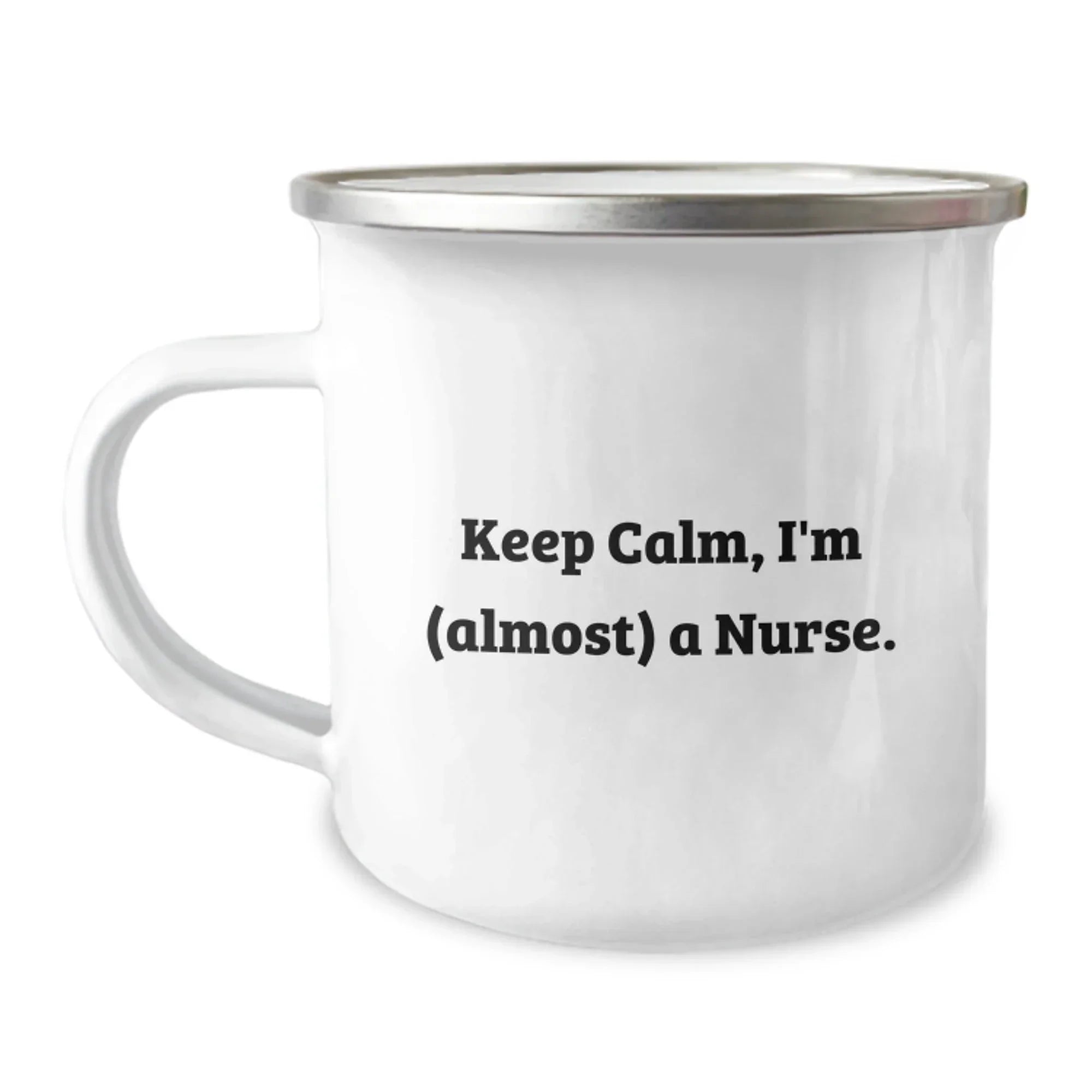 Funny Nurse Gifts for Friends, Christmas Unique Camping Mug Keep Calm I'm (almost) A Nurse