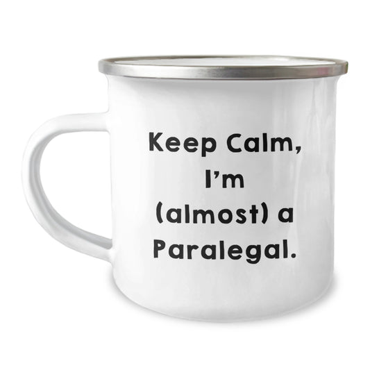 Funny Paralegal Gifts from Friends Christmas Unique Paralegal Coffee Mug 'Keep Calm I'm (almost) A Paralegal.' - Image 1