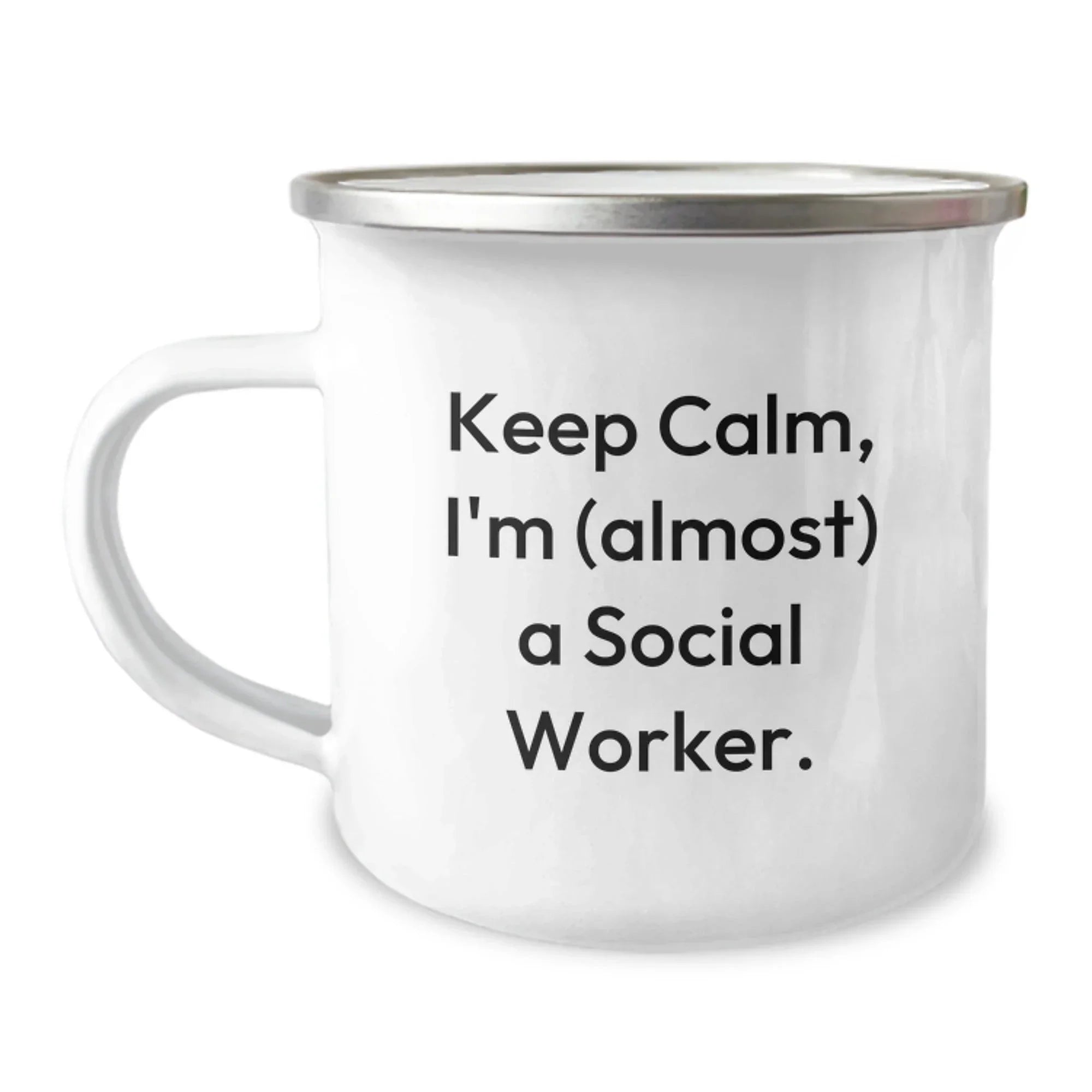 Funny Social Worker Gifts, Keep Calm I'm (almost) A Social Worker, Birthday Unique Gifts from Friends to Social Worker, Camping Mug