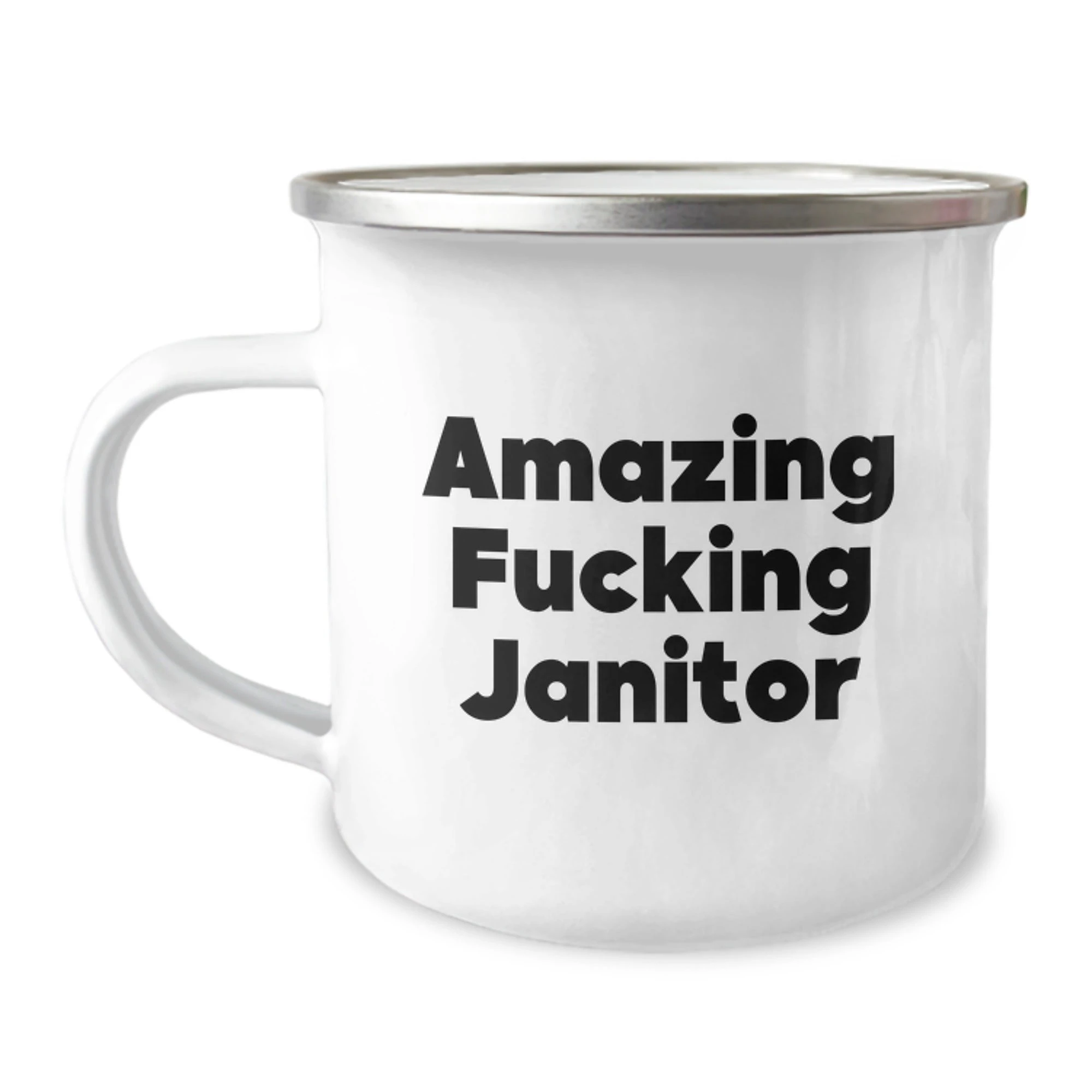 Funny Janitor Gifts from Friends for Janitor, Valentine's Unique Camping Mug, Amazing F--king Janitor Quote Janitor Mug, Janitor Appreciation - Image 1