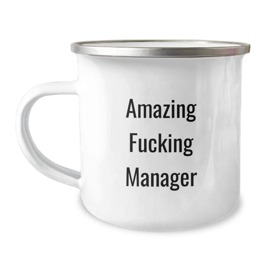 Funny Manager Gifts, Amazing Camping Mug for Graduation, 'Amazing F--king Manager' Quote, Gifts from Friends, Gifts for Manager - Image 1
