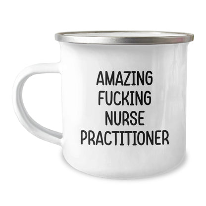Funny Nurse Practitioner Gifts from Men, Unique Christmas Memorable Presents for Friends and Family, Camping Mug Amazing F--king Nurse - Image 1