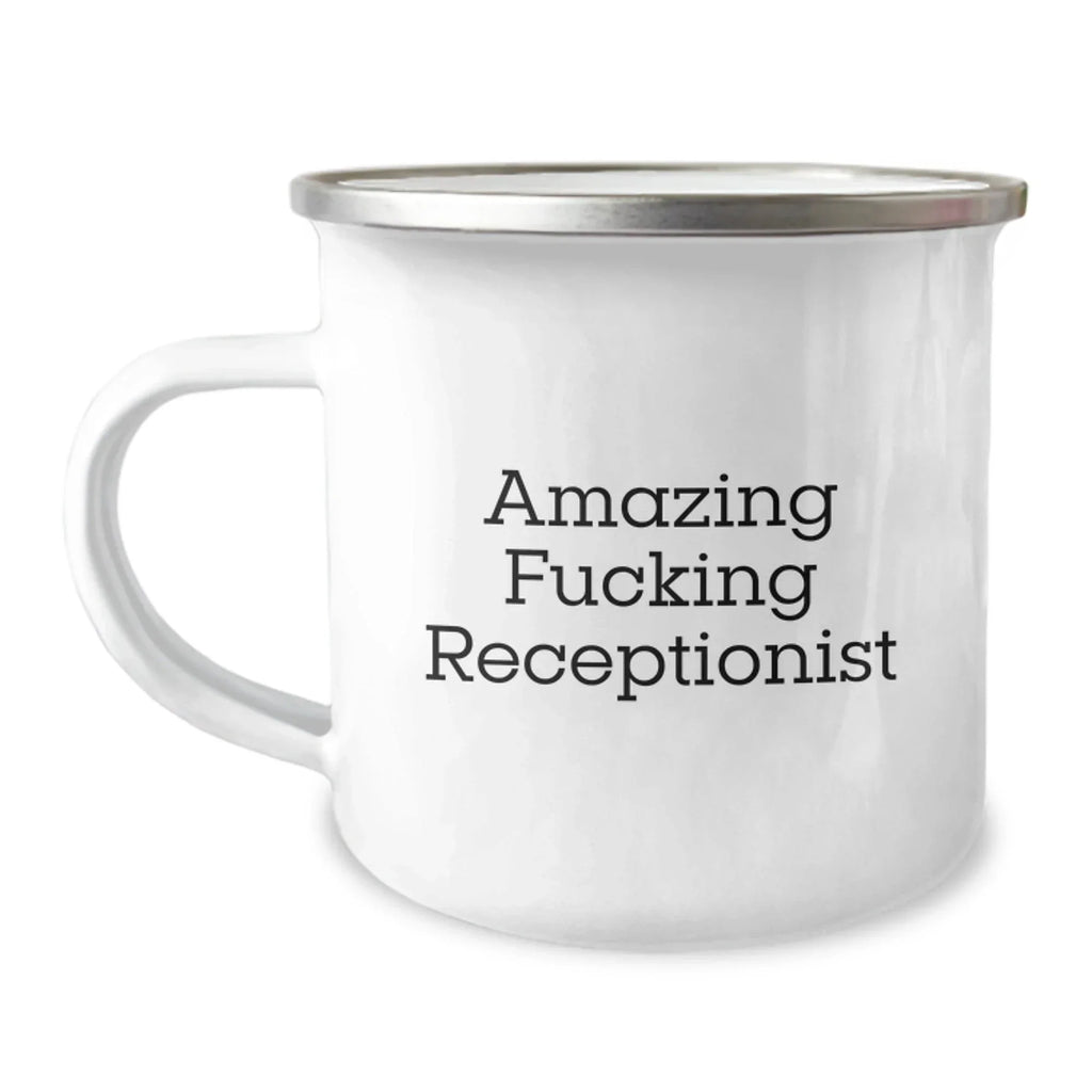 Funny Receptionist Gifts for Coworkers - 'Amazing F--king Receptionist' Quote Christmas Unique Mugs for Men Women Friends Family