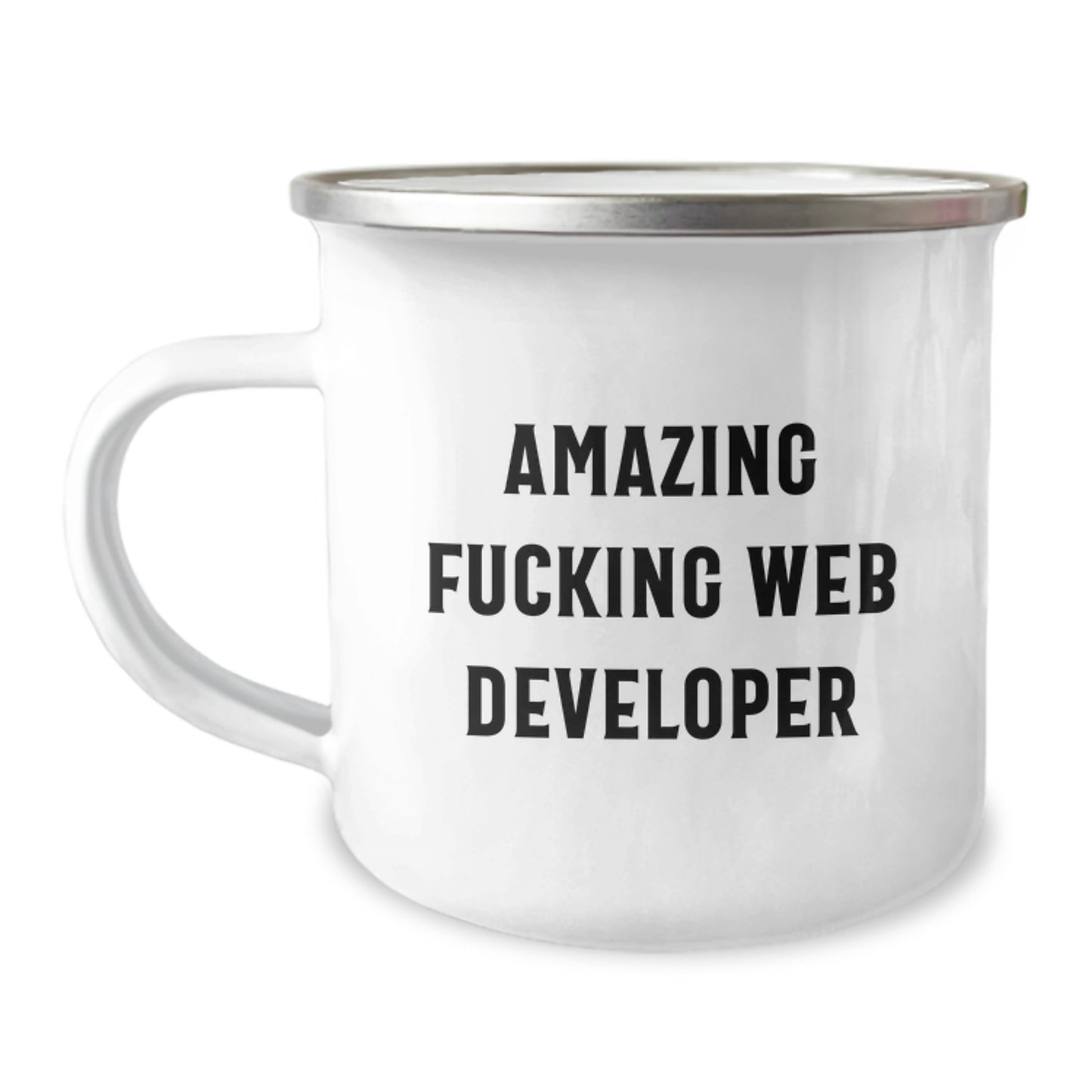 Funny Web Developer Gifts from Friends - Web Developer Camping Mug, Amazing F--king Web Developer Quote, Christmas Unique Gifts for Men - Image 1