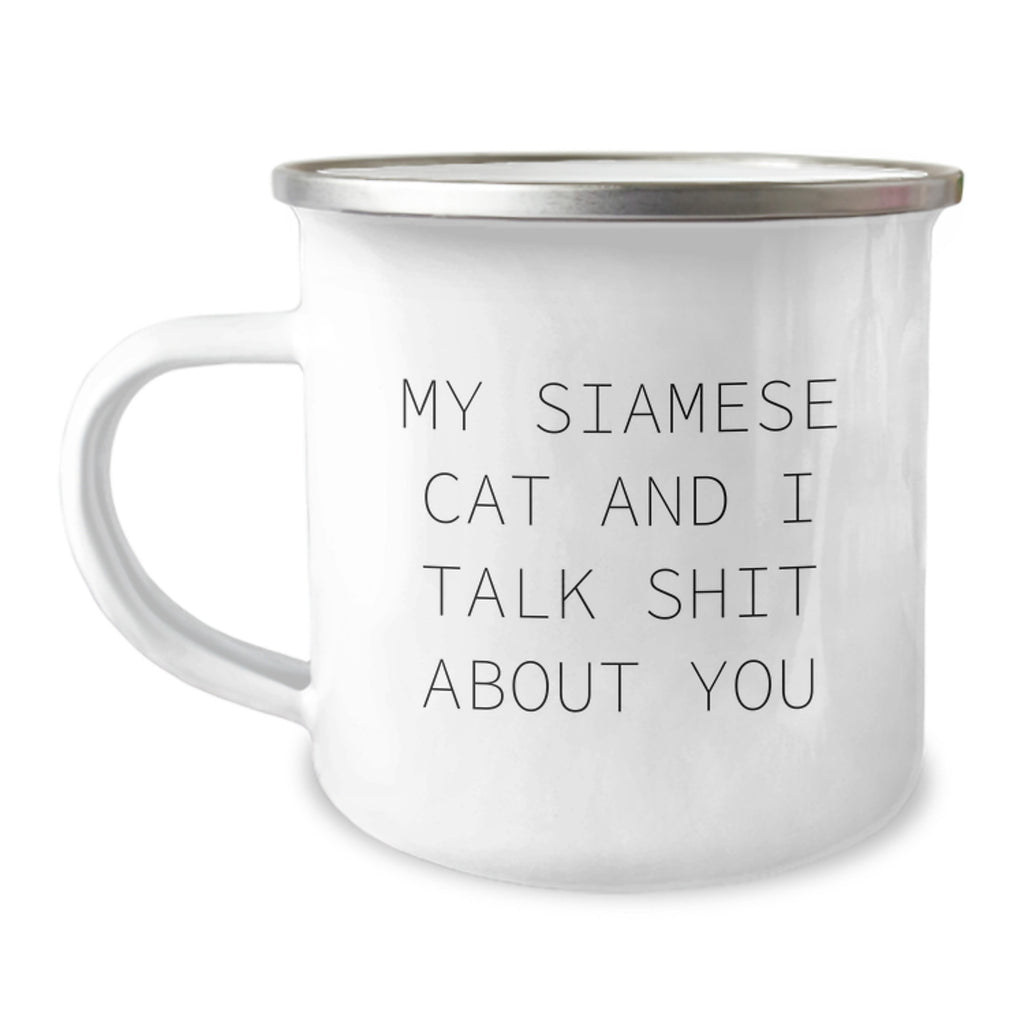 Siamese Cat Camping Mug Gift for Him - Sarcastic Quote Keepsake - Image 1