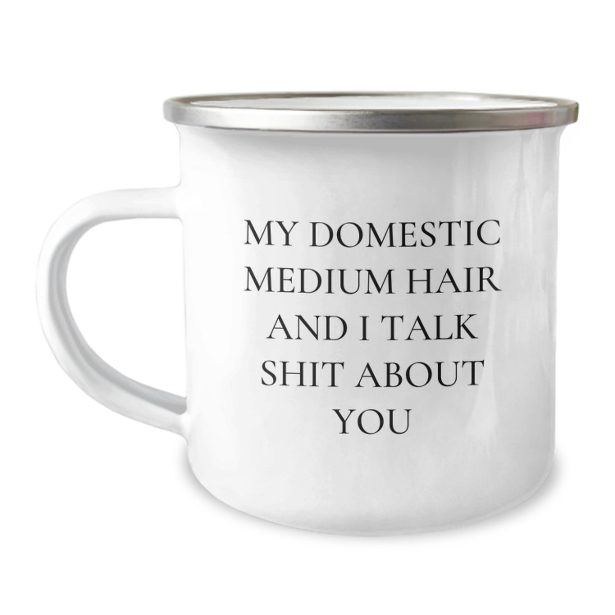 Christmas Gift A Cheeky Domestic Medium Hair Cat Quote Camping Mug - Image 1