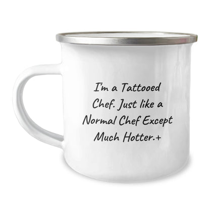 Funny Chef Gifts from Men to Friends for Christmas Unique Presents - I'm A Tattooed Chef Camping Mug - Image 1