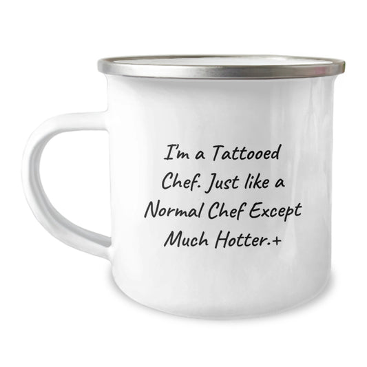 Funny Chef Gifts from Men to Friends for Christmas Unique Presents - I'm A Tattooed Chef Camping Mug - Image 1