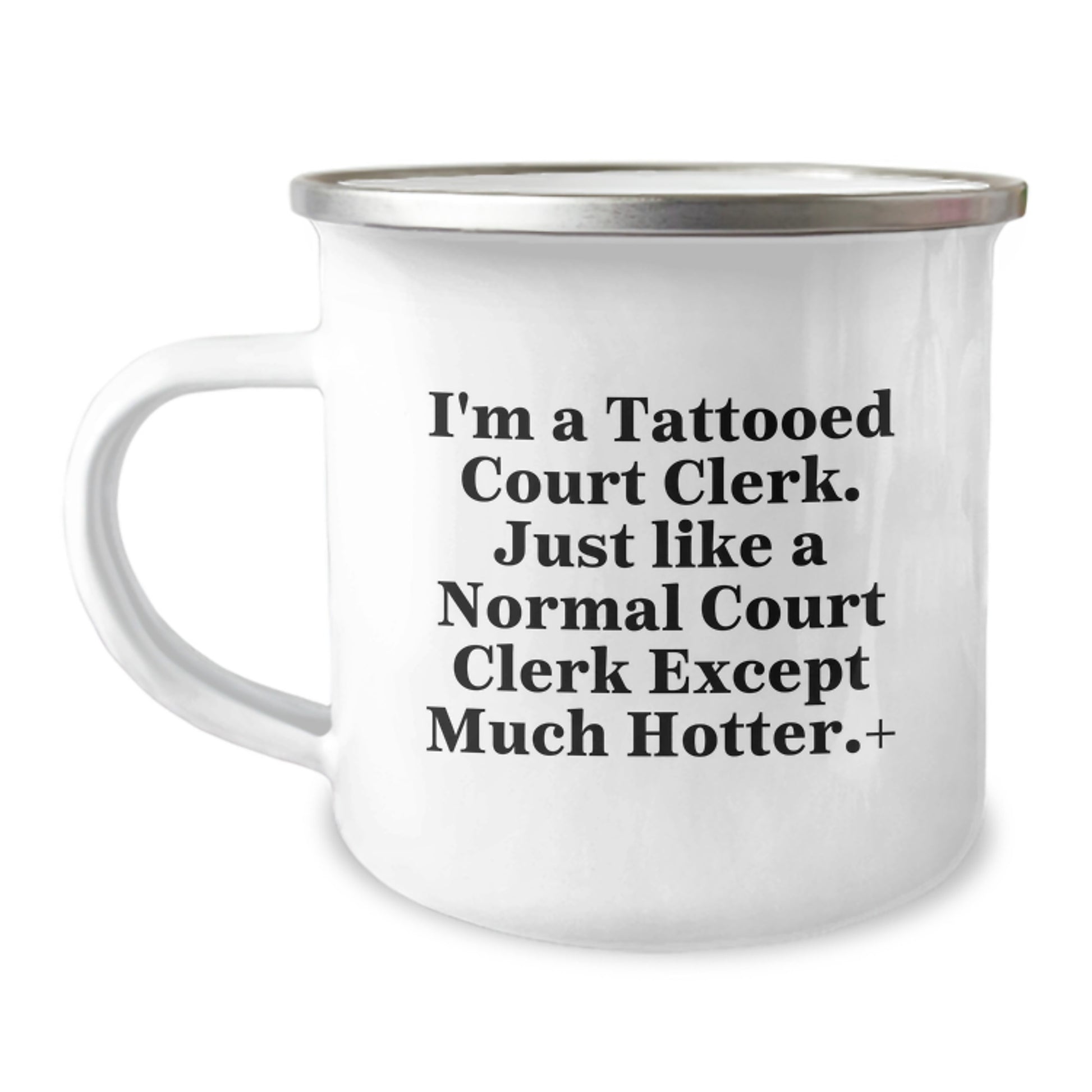Funny Court Clerk Gifts for Men - Camping Mug with I'm A Tattooed Court Clerk - Unique Christmas presents for Court Clerk Friends and Family - Image 1