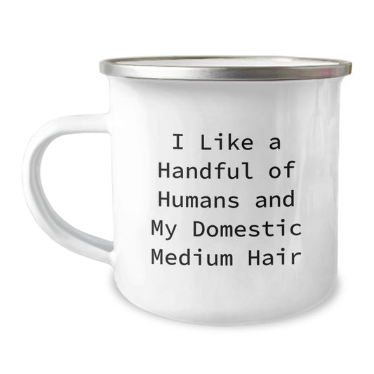Funny Domestic Medium Hair Cat Lover Gifts from Friends to Family - I Like A Handful Of Humans And My Domestic Medium Hair Christmas Unique Mugs - Image 1