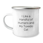 Tuxedo Cat Lovers Gifts from Friends for Birthday Unique, Funny Camping Mug