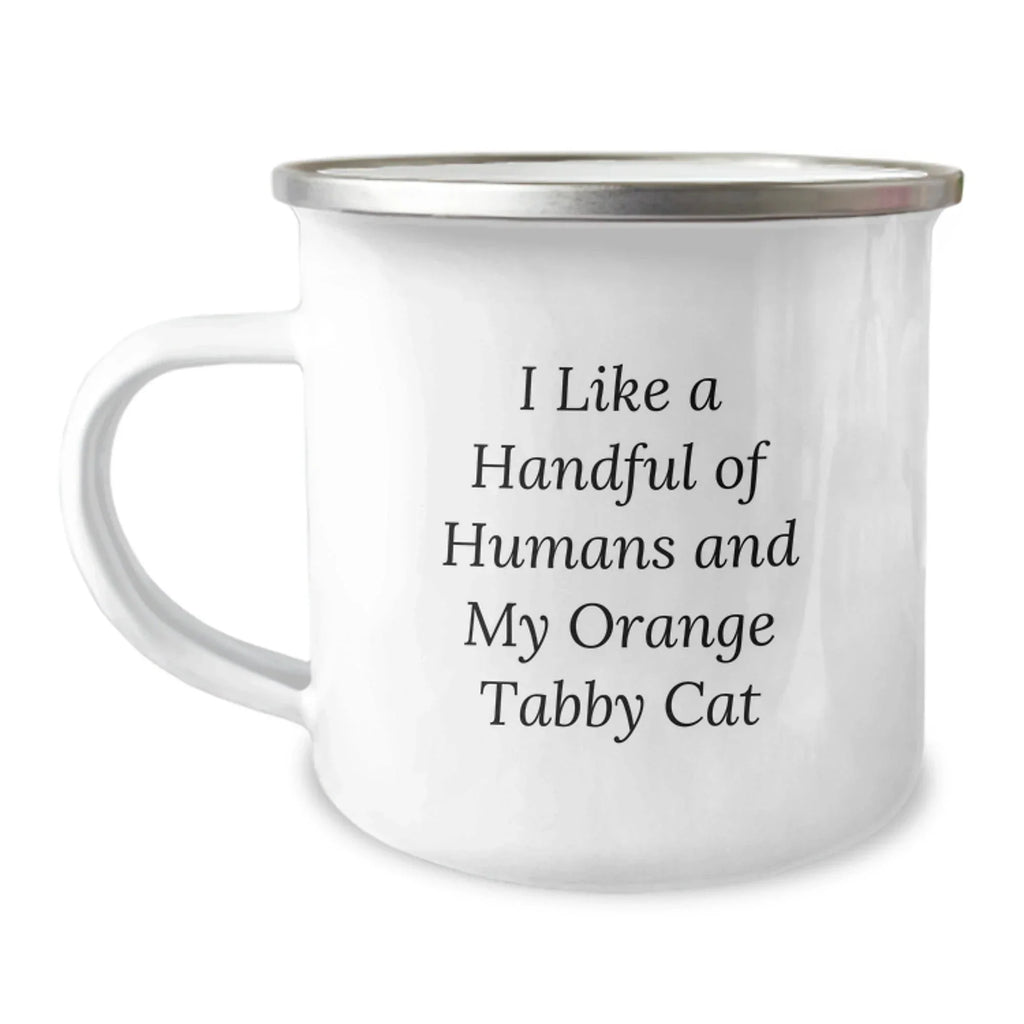 Funny Orange Tabby Cat Camping Mug Gifts from Men to Orange Tabby Cat Lovers this Christmas Unique