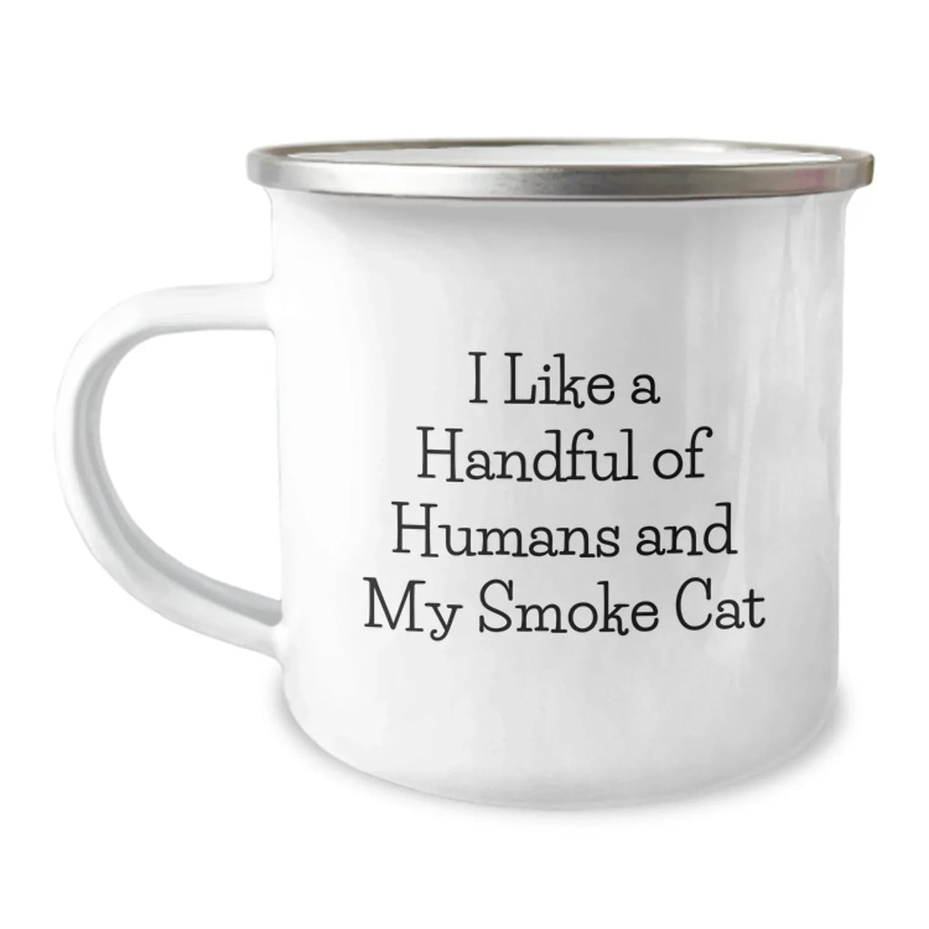 Funny Smoke Cat Gifts for Men from Family - I Like A Handful Of Humans And My Smoke Cat Christmas Unique