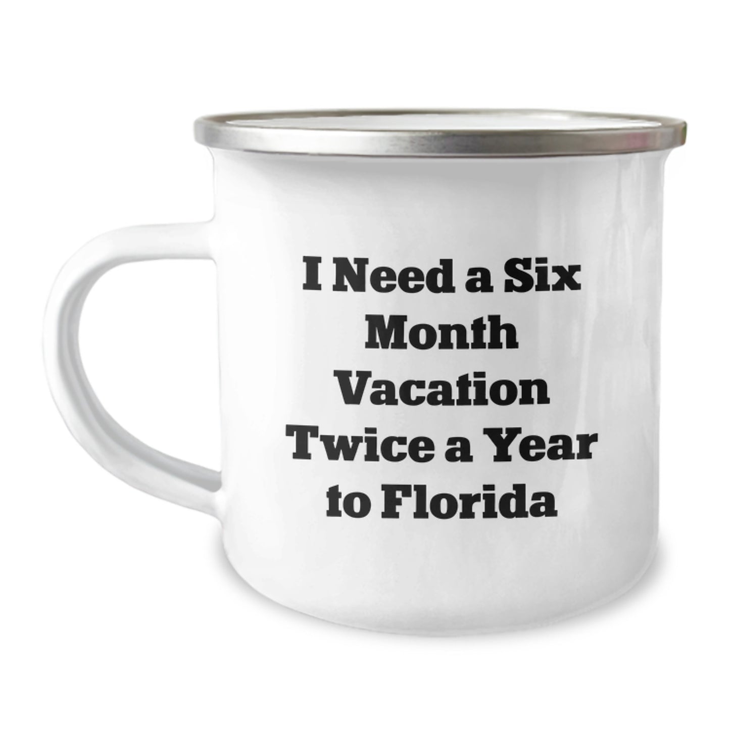 Florida Camping Mug Gifts from Friends and Family for Christmas I Need A Six Month Vacation Twice A Year To Florida Men Women - Funny Quote - Image 1