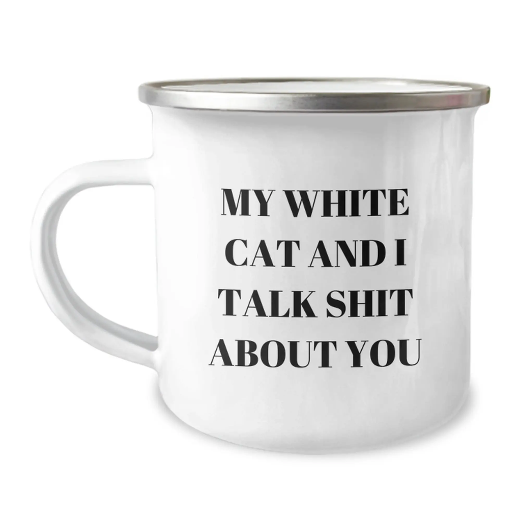 White Cat Camping Mug Funny Quote Gifts from Dad to Son or Friend on Father's Day - Image 1