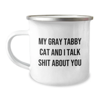 Gray Tabby Cat Keepsake Camping Mug Birthday Gift for Him - Image 1