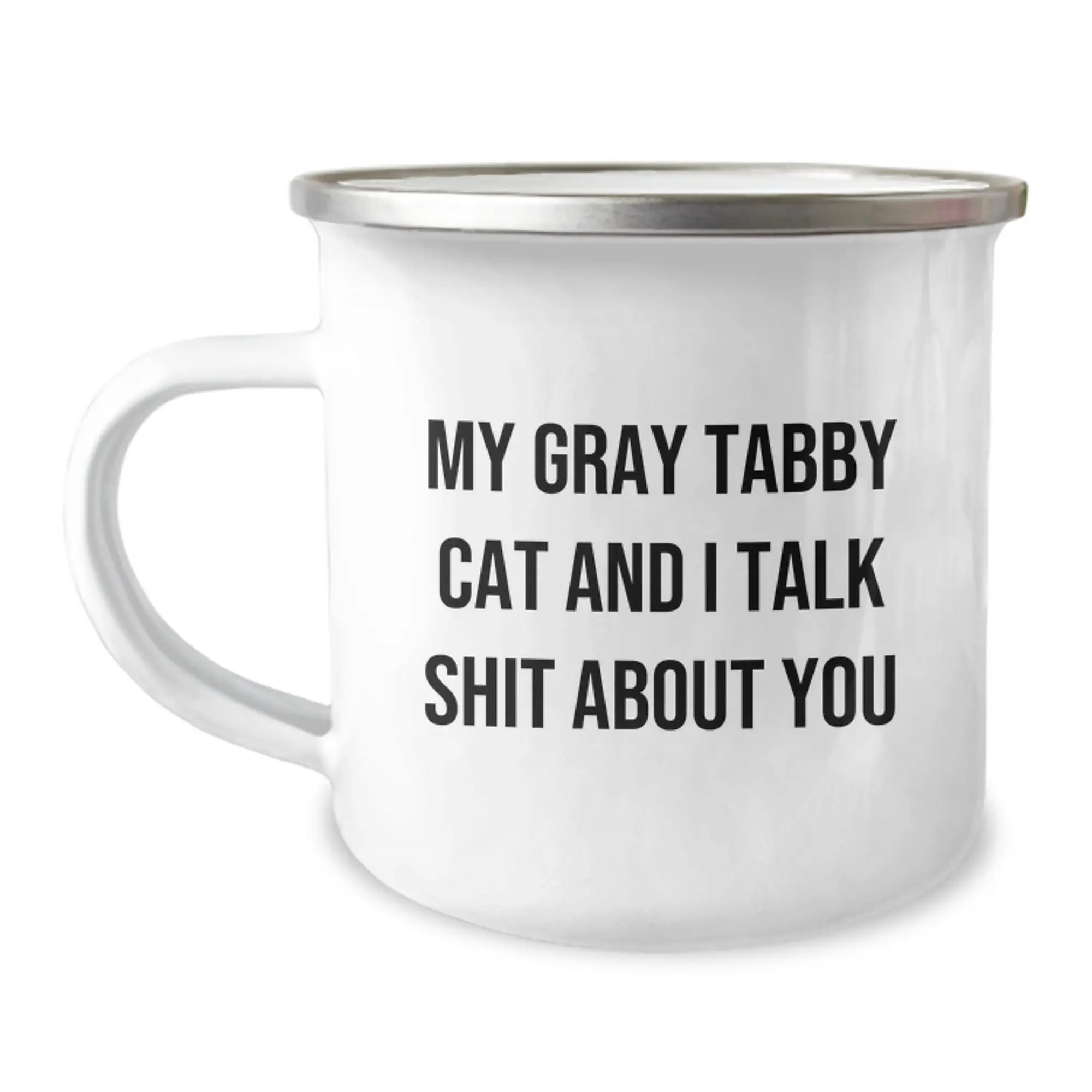 Gray Tabby Cat Keepsake Camping Mug Birthday Gift for Him - Image 1
